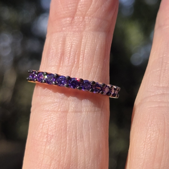 Amethyst sterling Rosegold & Rhodium ring Sz6.75 - Picture 3 of 7